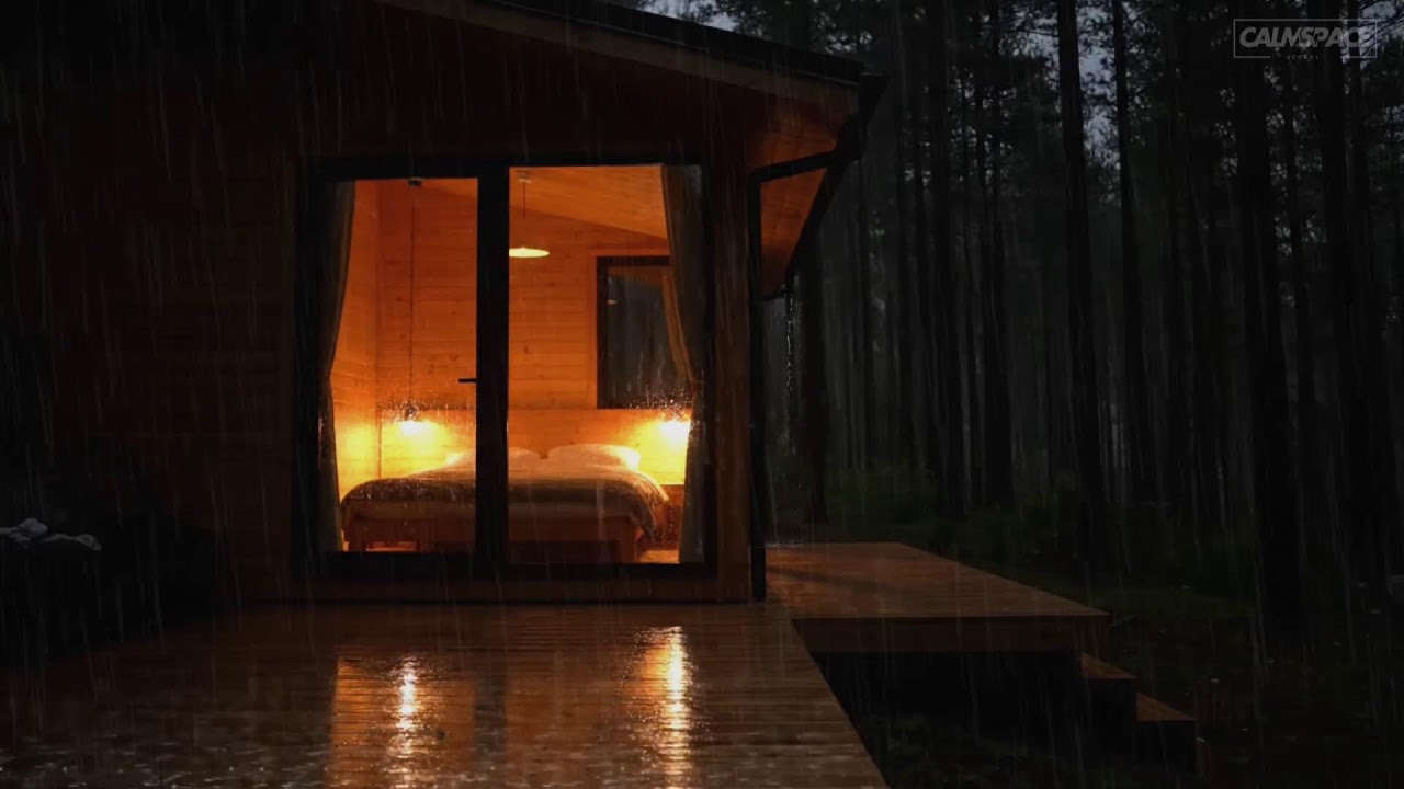 Endless Heavy Rain in the Silent Forest 🌧️ Peaceful Cabin for Deep Sleep