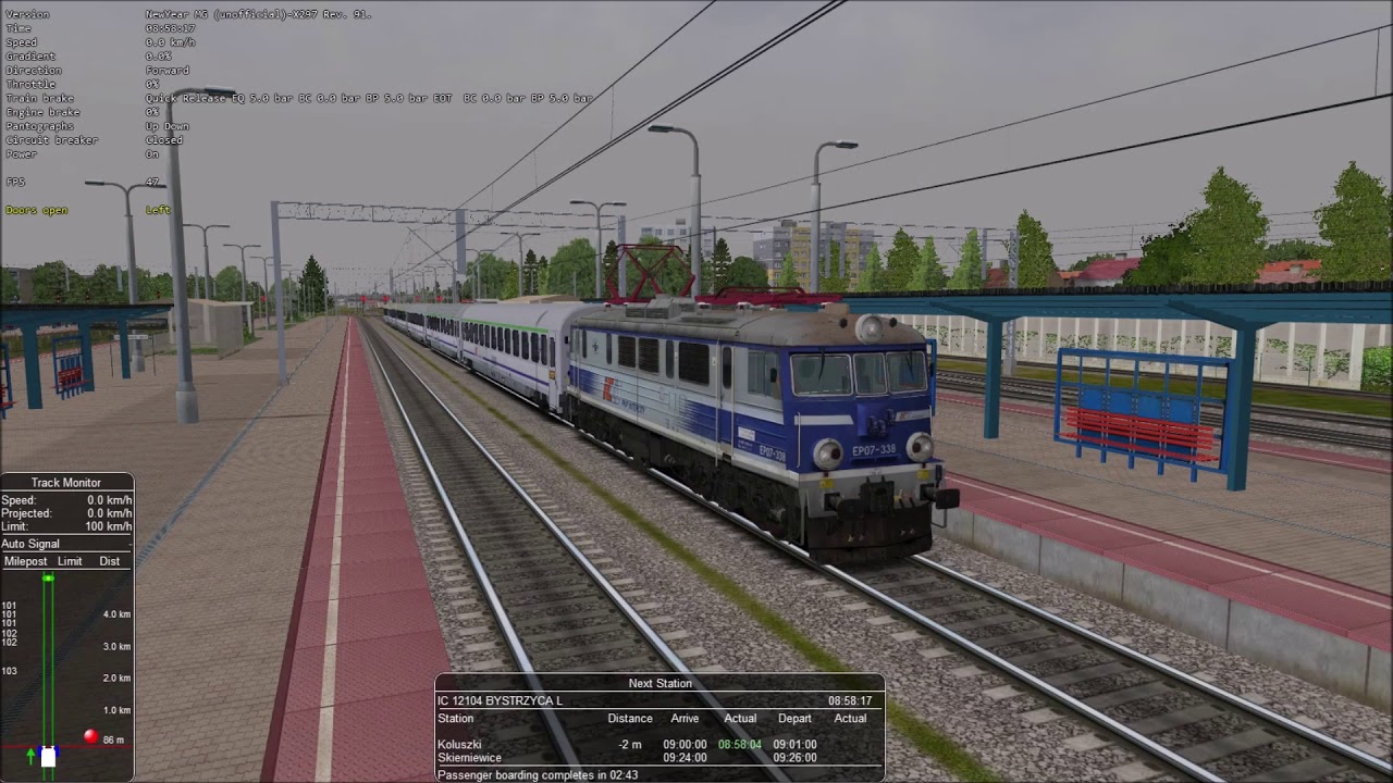 Open Rails Route CMK + timetable II 2021 IC 12104 Bystrzyca Łódź-Lublin cz.1