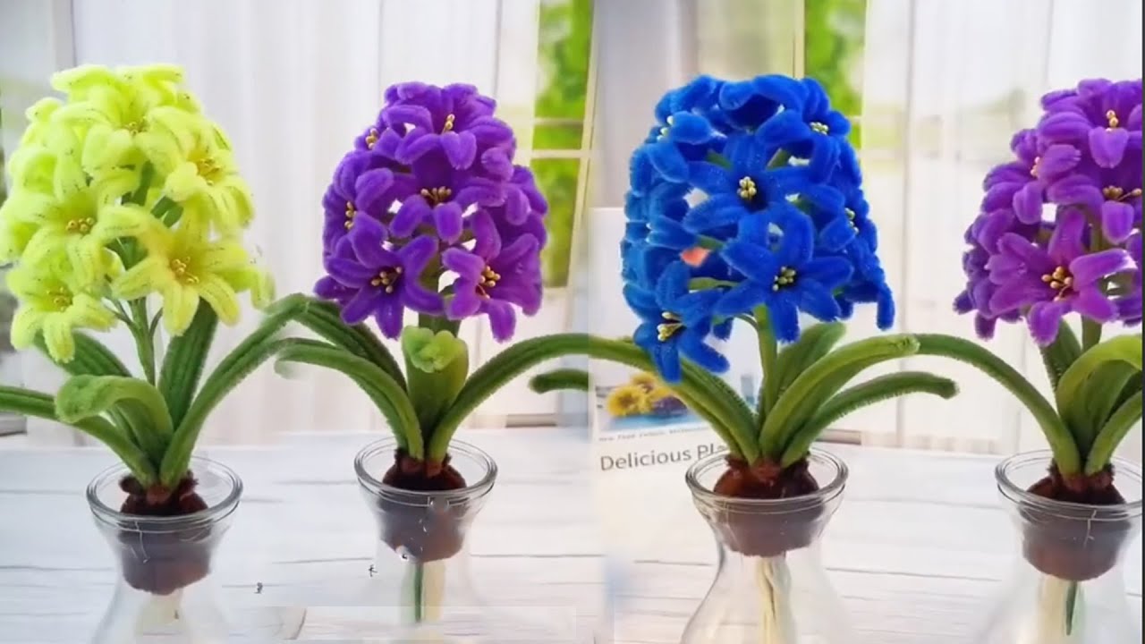 DIY Beautiful Flower: How To Make Hyacinth Pipe Cleaner Flower - Home Decor DIY Chenille Wire Flower