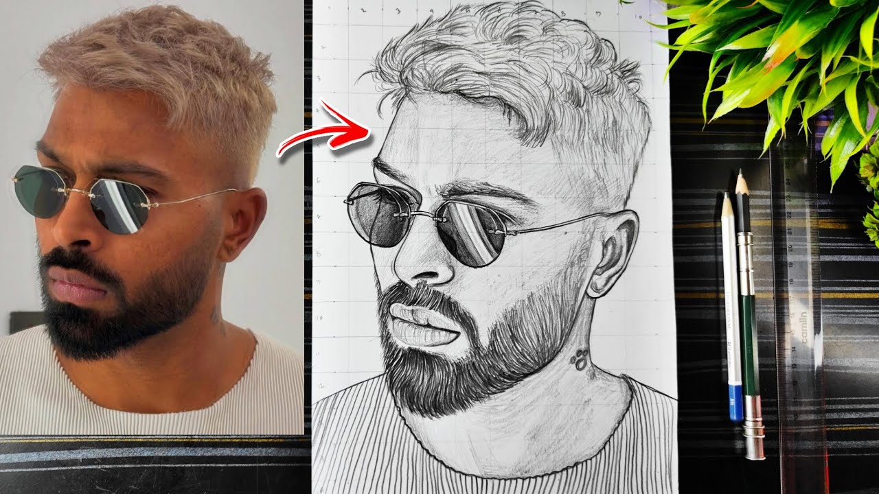 Hardik Pandya New Look Drawing🔥, How To Draw Hardik Pandya, Asia Cup 2025, Step By Step Tutorial