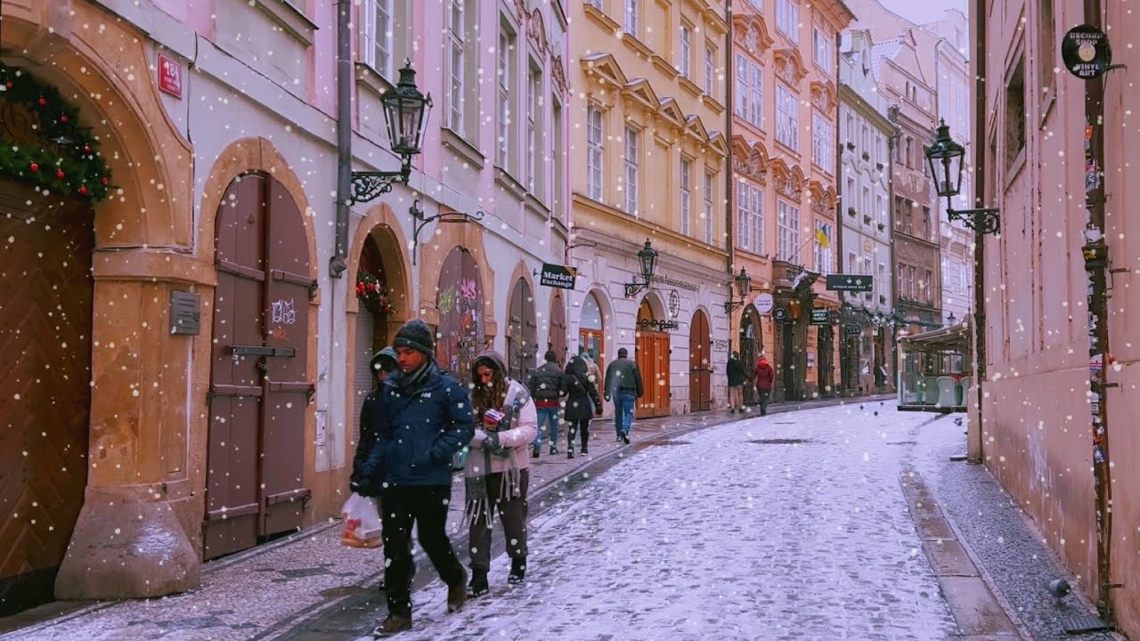 Walking in Heavy Snow in Prague 4k ❄️ Magical Winter Walk in Old Town  - Czech Republic Ambience