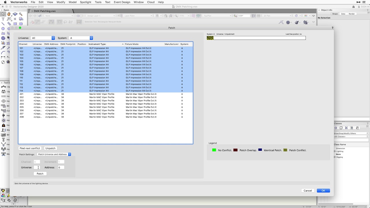 Patch DMX | Vectorworks