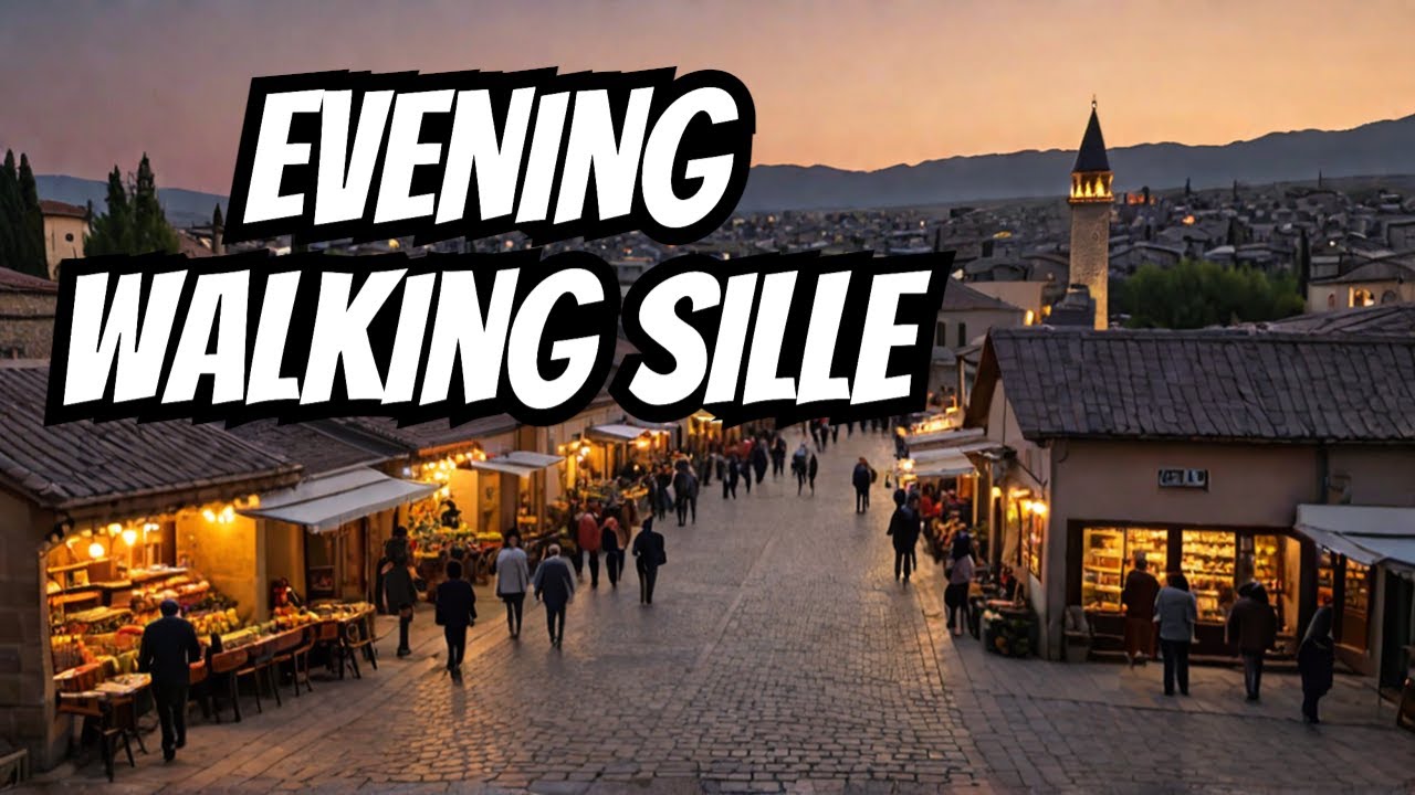 Konya Sille evening scenery and nightlife walk 4K