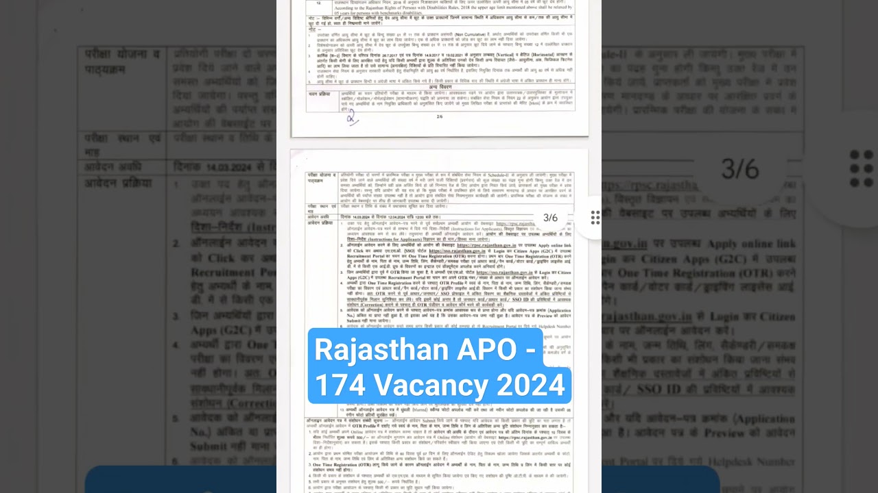 Rajasthan APO - 174 vacancy 2024