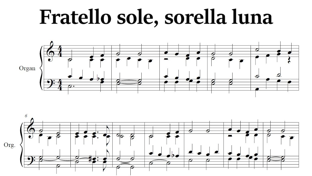 Fratello sole, sorella luna - Organo solo - Spartito