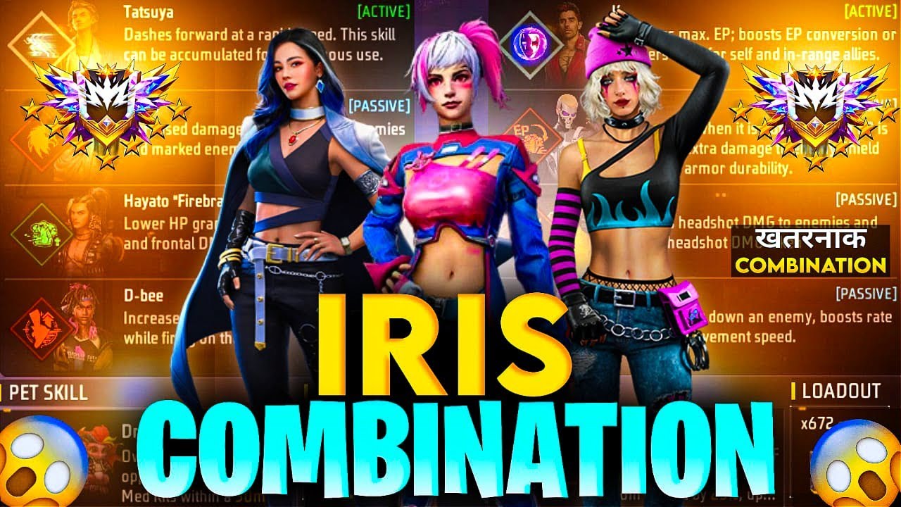 (BR RANK) IRIS CHARACTER COMBINATION || BR RANK BEST CHARACTER COMBINATION || IRIS CHARACTER ABILITY