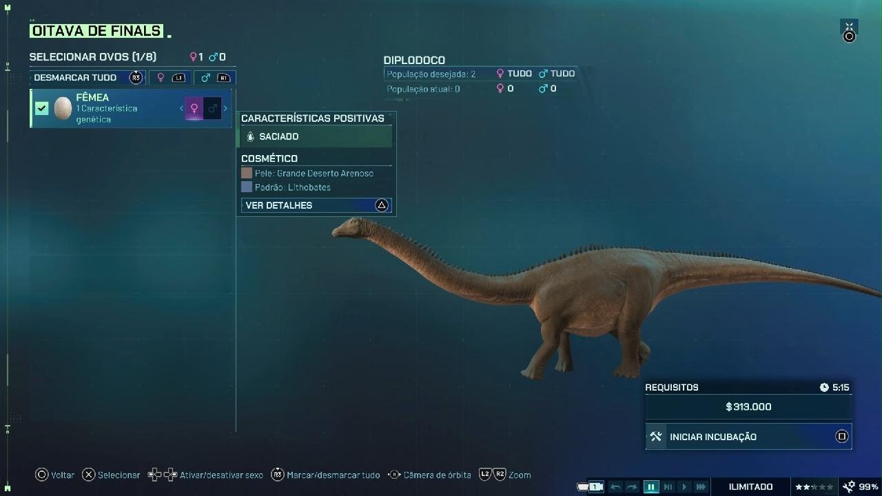 Jurassic World Evolution 3:Diplodoco|DxV|Spinorraptor(Terceira Luta)(Oitavas De Finals)