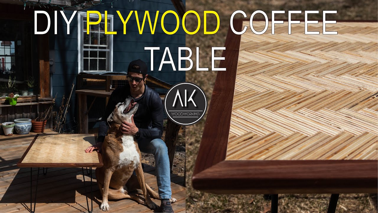 DIY Plywood Coffee Table | Herringbone Pattern