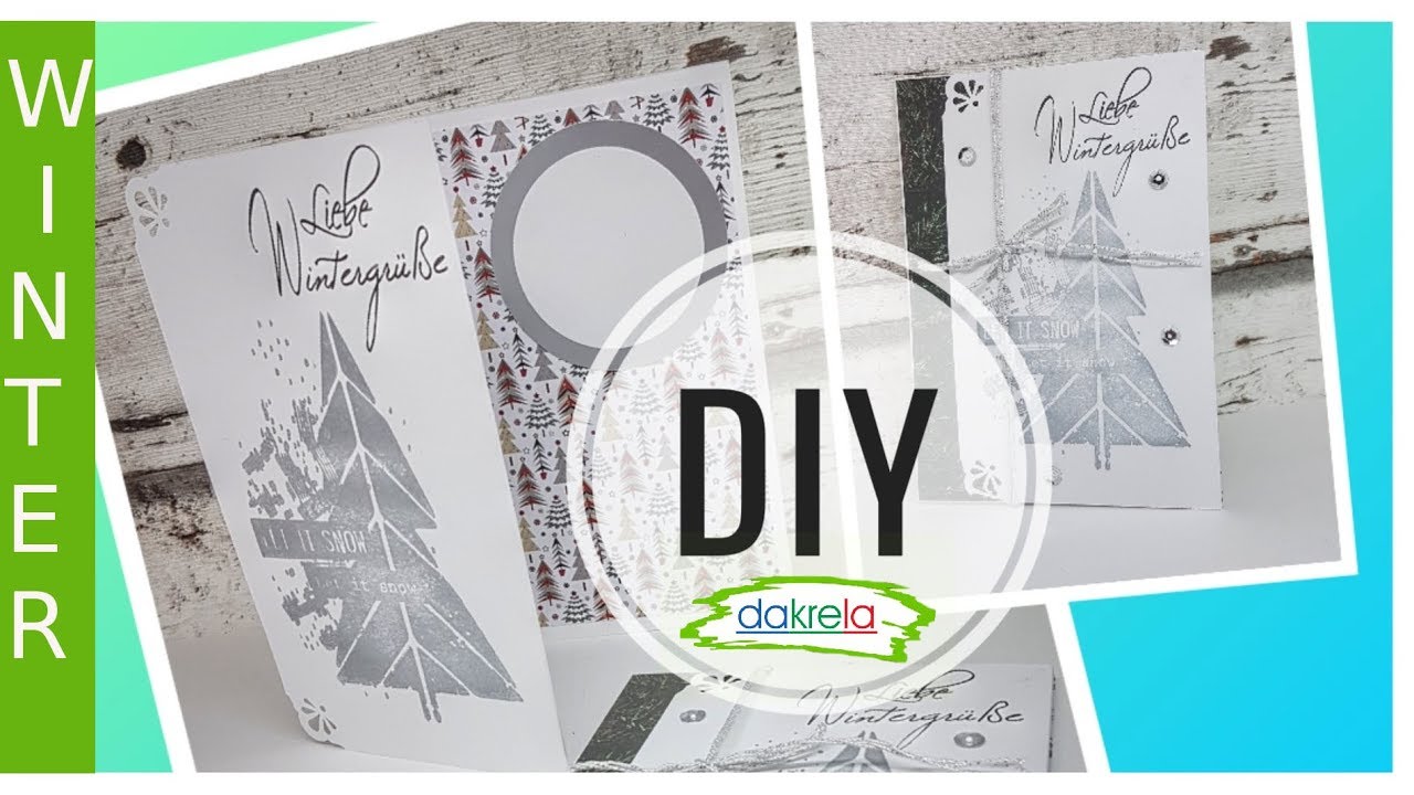 Doppelkarte / Klappkarte Winter im Juli mit Designpapier selber basteln - Anleitung