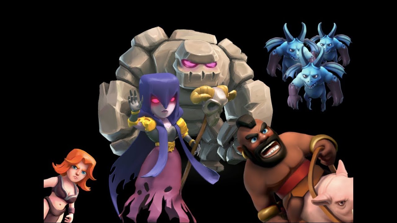 ALL max dark troop attack with max spells in Clash of Clans (oh and some lvl 1 Valks)