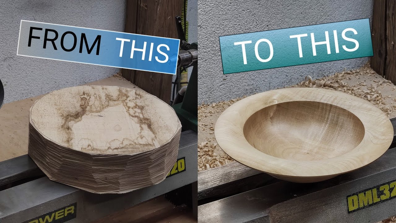 HOW I MAKE WIDE RIM SALAD BOWL from curly maple