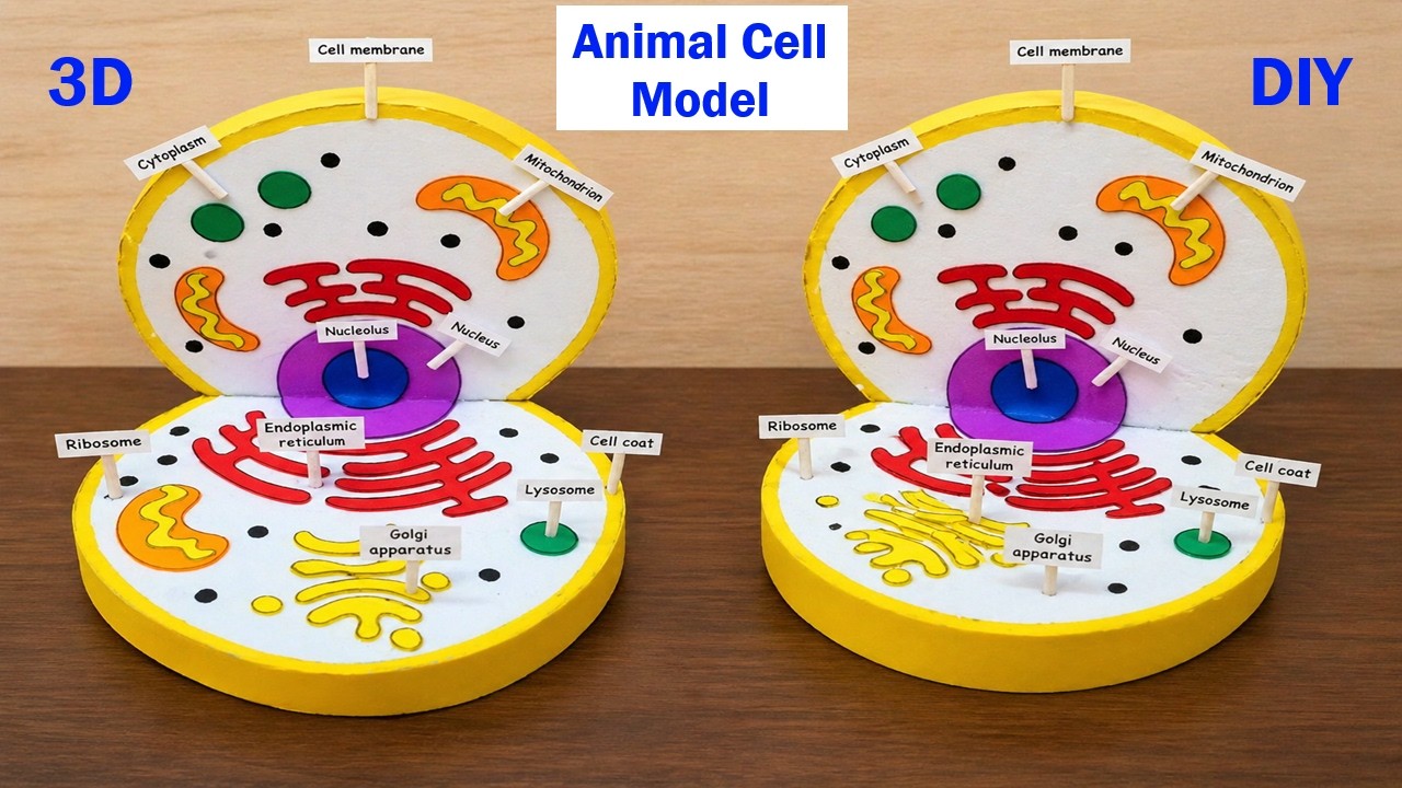 Animal Cell Model (3D) model making using cardboard and paper | howtofunda  | still model