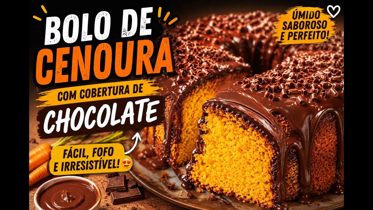 Bolo de cenoura fofinho, saboroso e 😋😋😋😋, feito com muito carinho, faça vc tbm😉😉😉