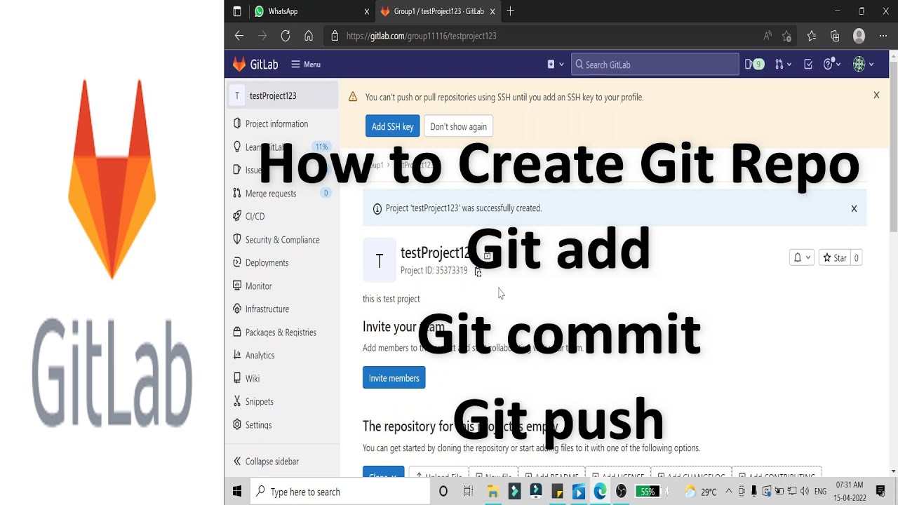 как создать git-репозиторий и отправить его на gitlab