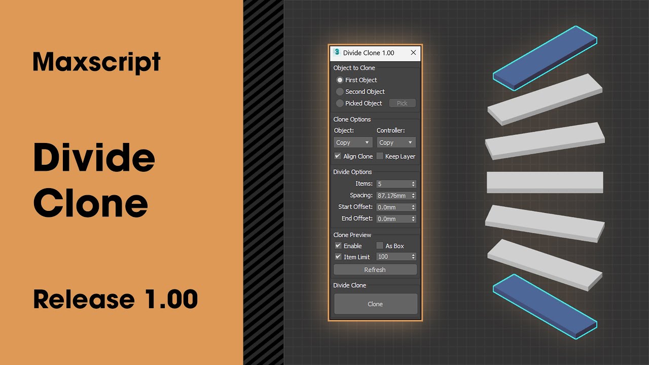 Divide Clone — Quickly Create Clones Between Two Objects
