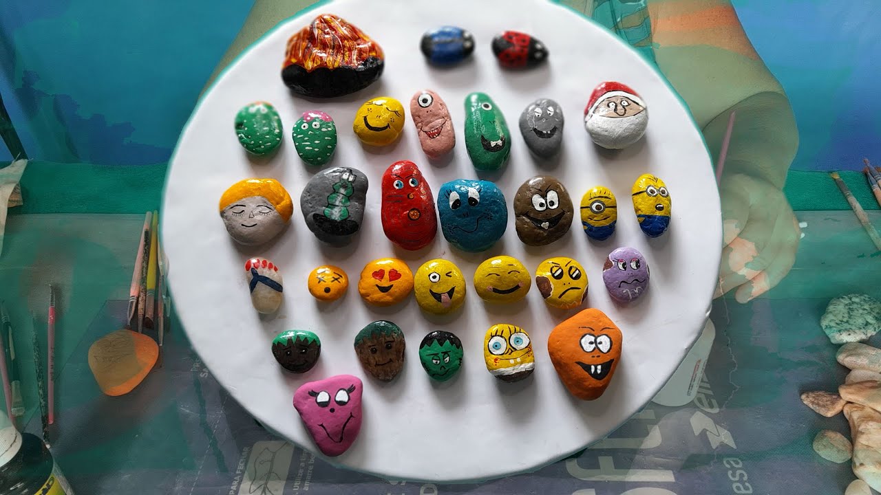 PINTURAS EM PEDRAS PARA JARDINS E ARRANJOS / PAINTINGS ON STONES FOR GARDEN AND ARRANGEMENTS