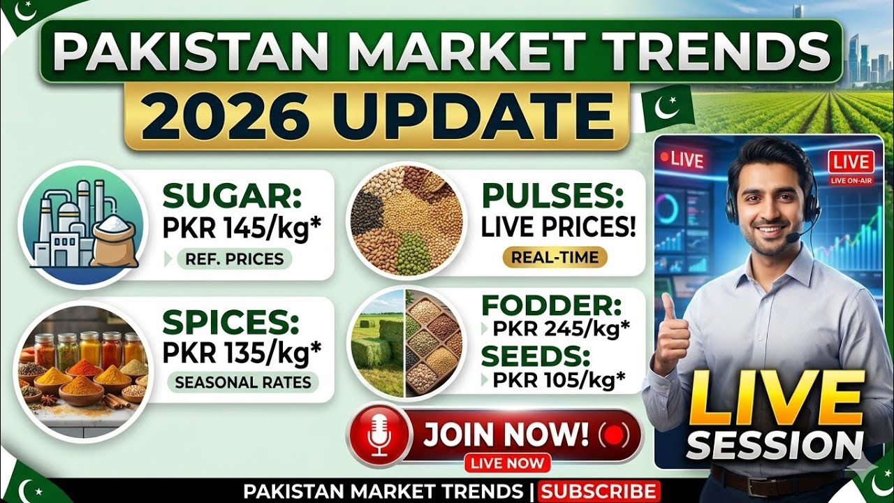 Pakistan Market Update 2026 | Prices of Sugar, Pulses, Spices, Fodder & Seeds | Live Session