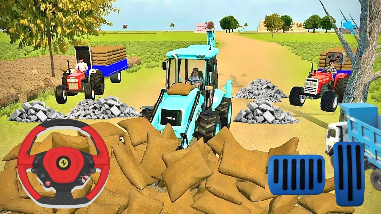 😍Drive JCB And Unloading Stone From Dumper Truck In Game🏗💥#dumper #tractor #jcb #truck #gameplay