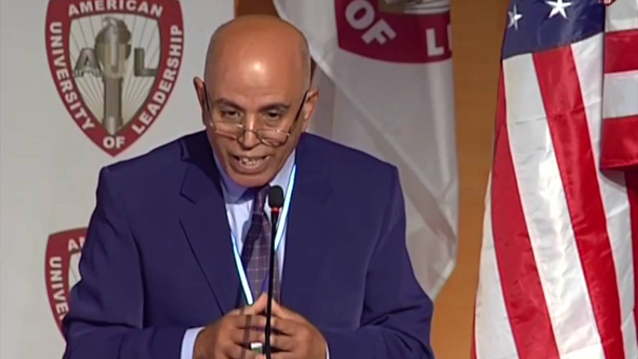 Dr  Mohammed Senoussi speaking at the Education for a Better Morocco conference