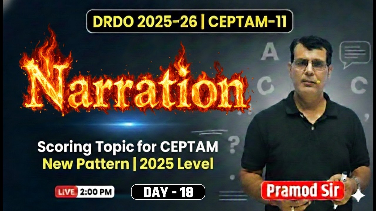 Complete English for DRDO CEPTAM 11 | Day 18 | Narration | #completeenglishcourse