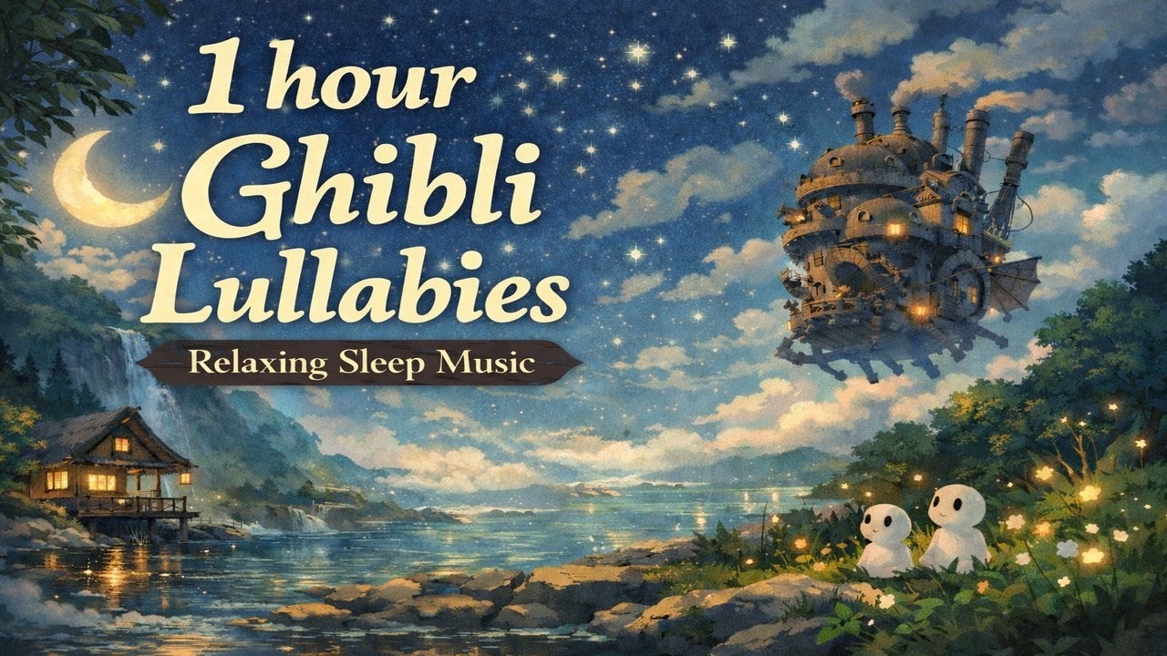 1 hour Ghibli-Inspired Lullaby 🌙 1시간 반복 재생 지브리 애니메이션 감성  수면음악