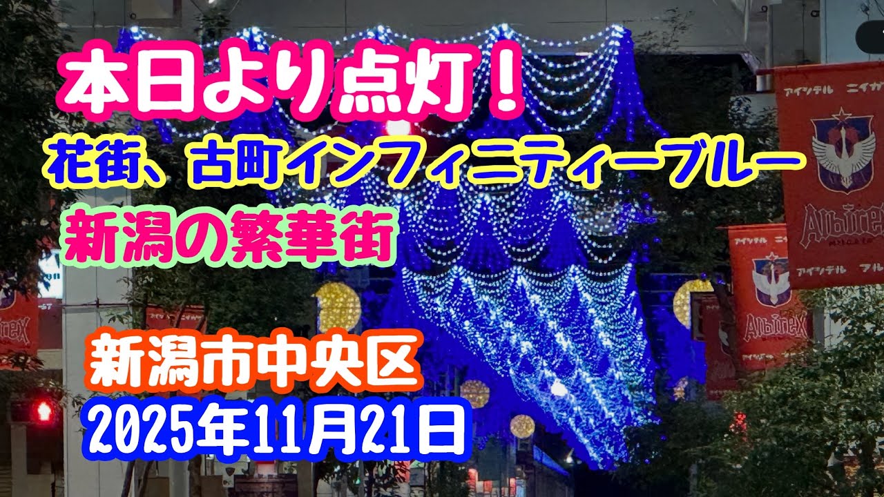 2025年11月21日 本日点灯！花街、古町インフィニティブルー⁉︎新潟1の繁華街を彩る 新潟市中央区