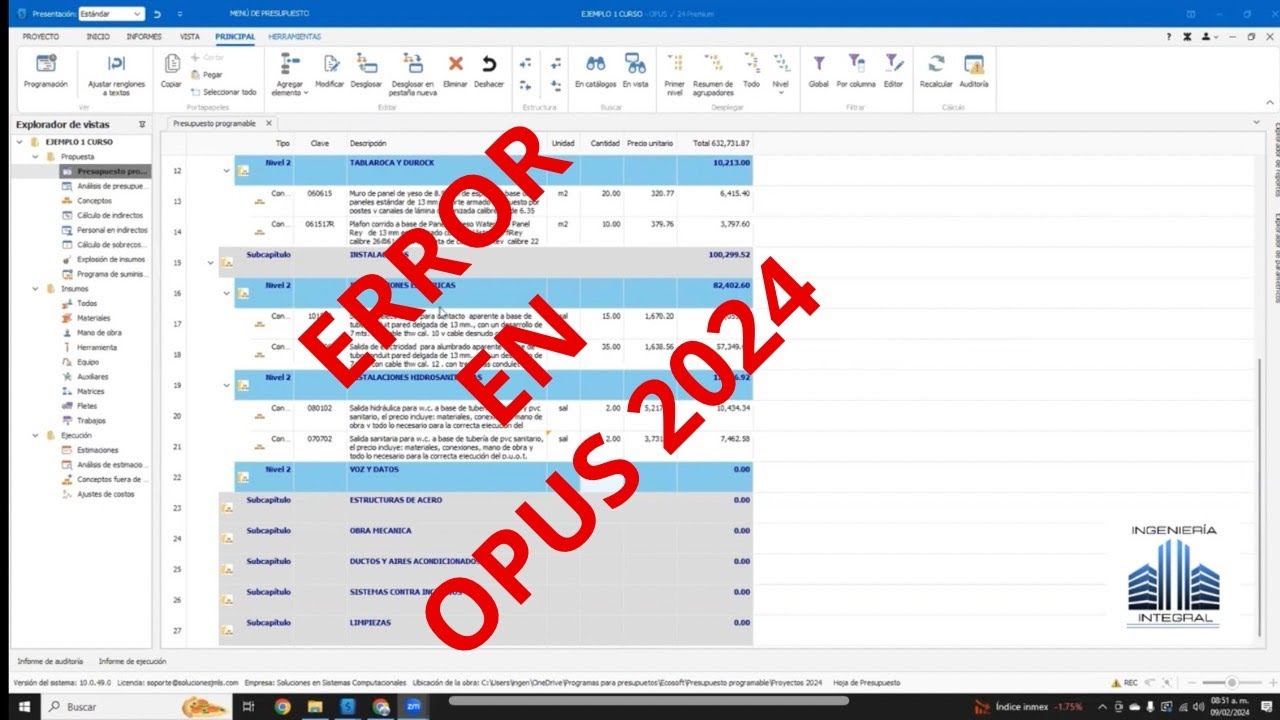 ERROR EN OPUS 2024