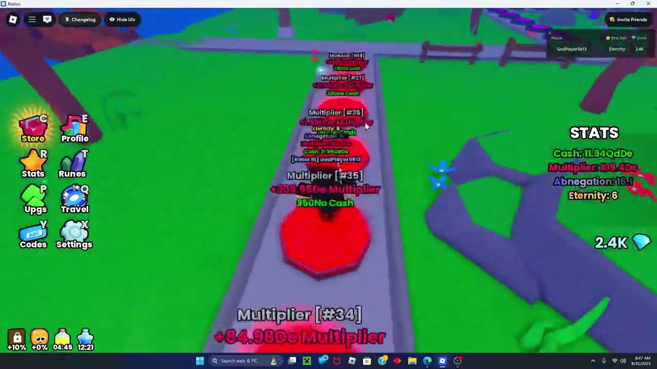 Making it to the last world in Insane Button Simulator 2