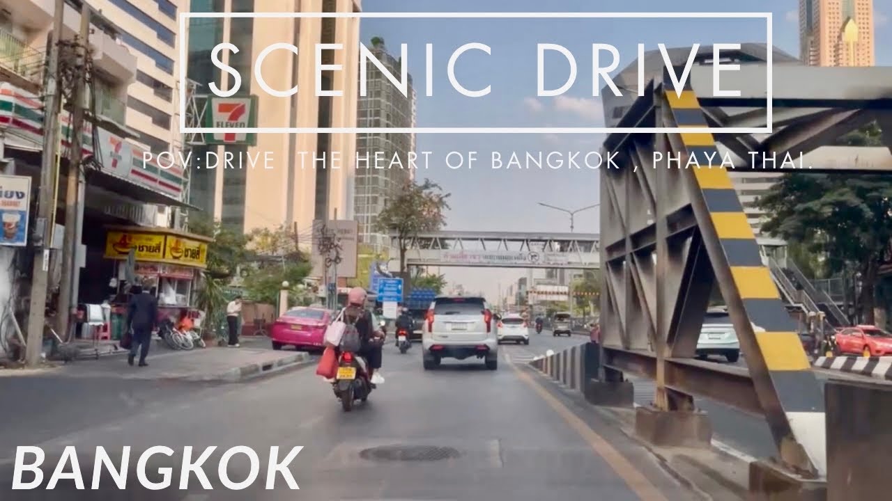 Scenic Drive The heart of Bangkok from Phayathai in Traffic 
