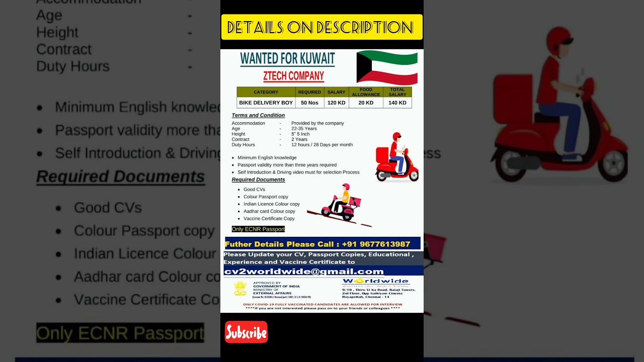 Bike delivery boy job vacancy Kuwait