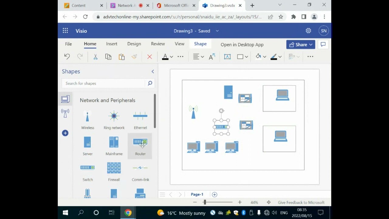 Использование Visio для создания сетевой диаграммы