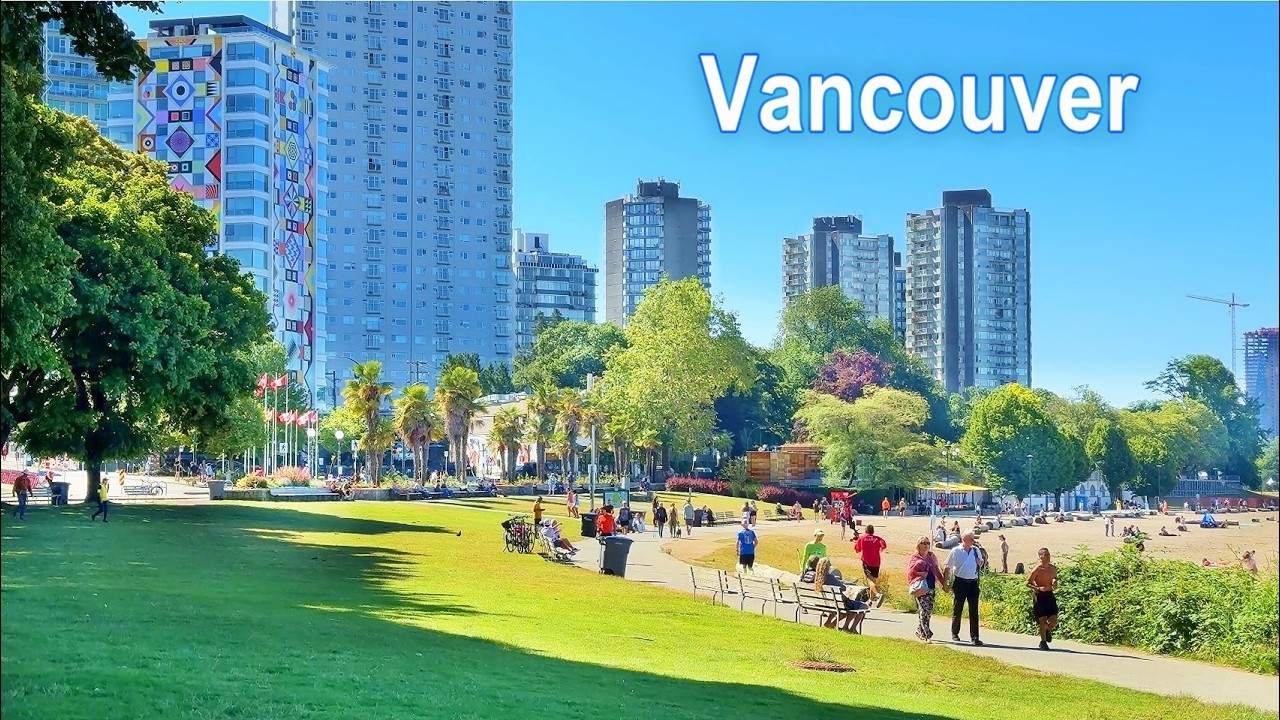 VANCOUVER Walking Tour 4K Downtown Beach and Denman Village