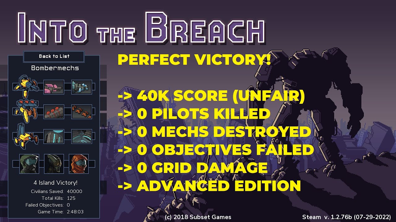 Into the Breach AE 40k Perfect Victory Unfair (Bombermechs)