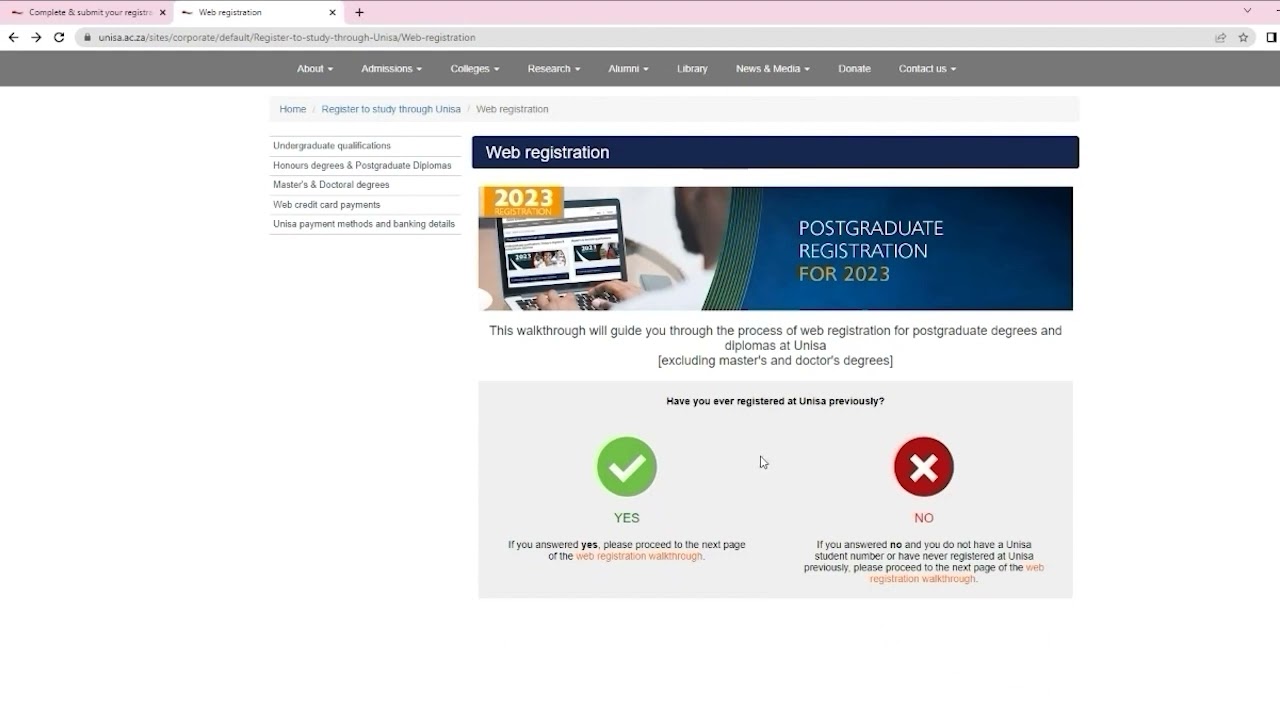 Step by step guide for Honours and Postgraduate Diplomas registration process