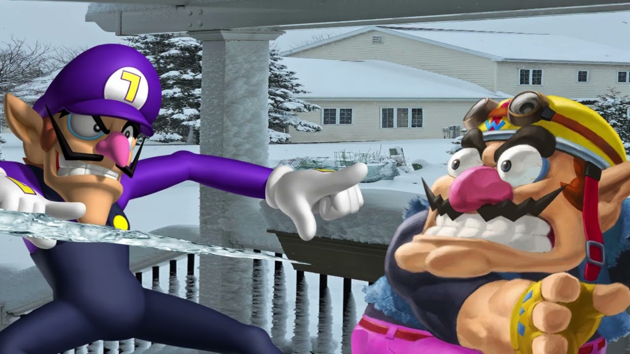 wario dies throwing a snowball at waluigi causing him to stab him in the torso with a giant icicle