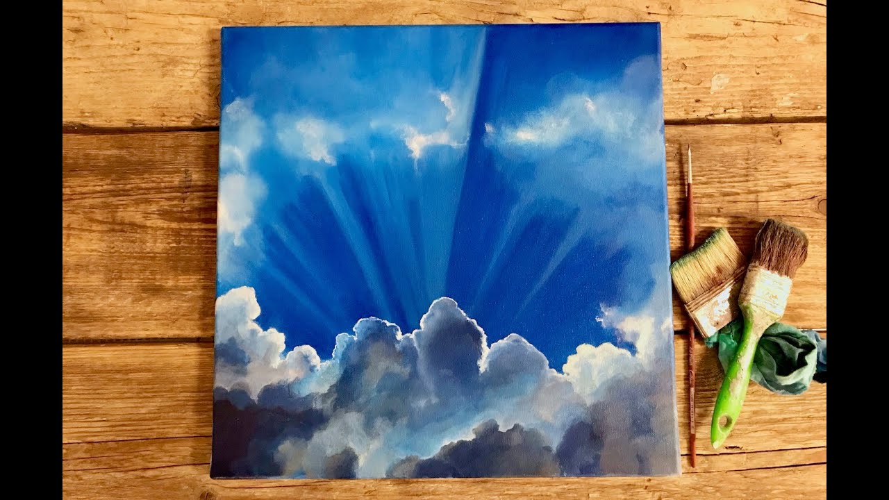 Himmel Wolken malen, mit Acryl, Lasurtechnik, Tutorial, Anleitung, How to paint sky clouds