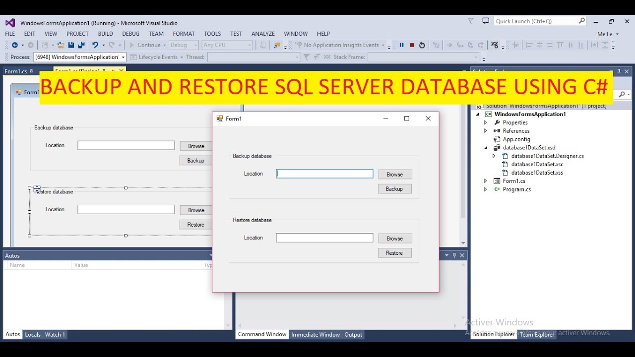 Backup and Restore SQL SERVER Database using C#
