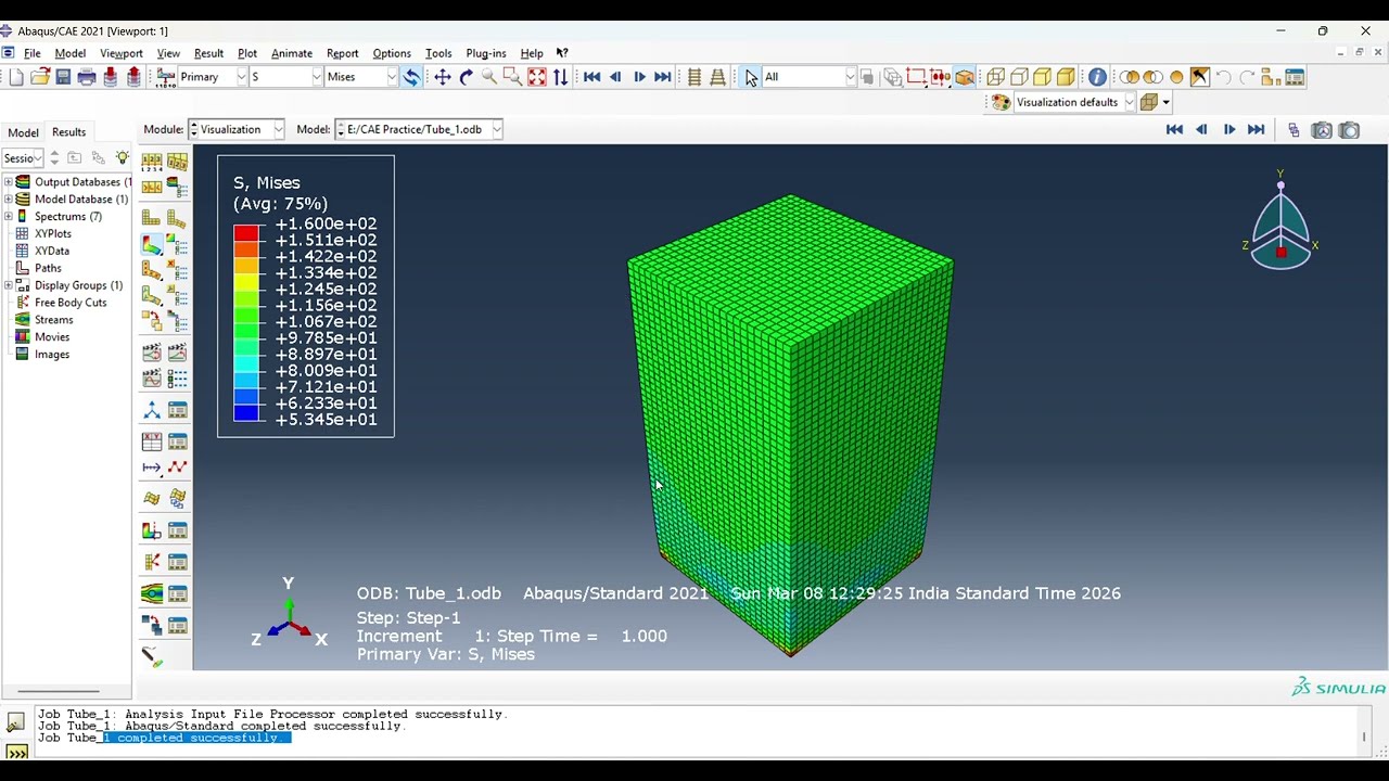 Basic start with Abaqus simple steps involved in stress analysis of square bar as a Cantilever beam.