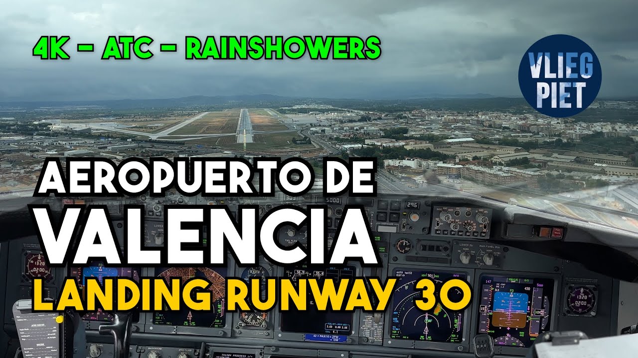 Boeing 737 Cockpit Landing in Valencia | Rainy Approach to Runway 30