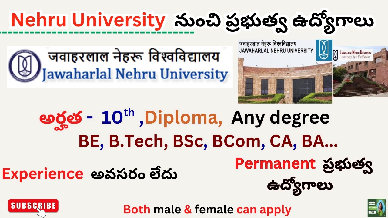 Jawaharlal Nehru University Recruitment 2026 || All Govt Jobs Telugu || Degree Jobs || Today News ||
