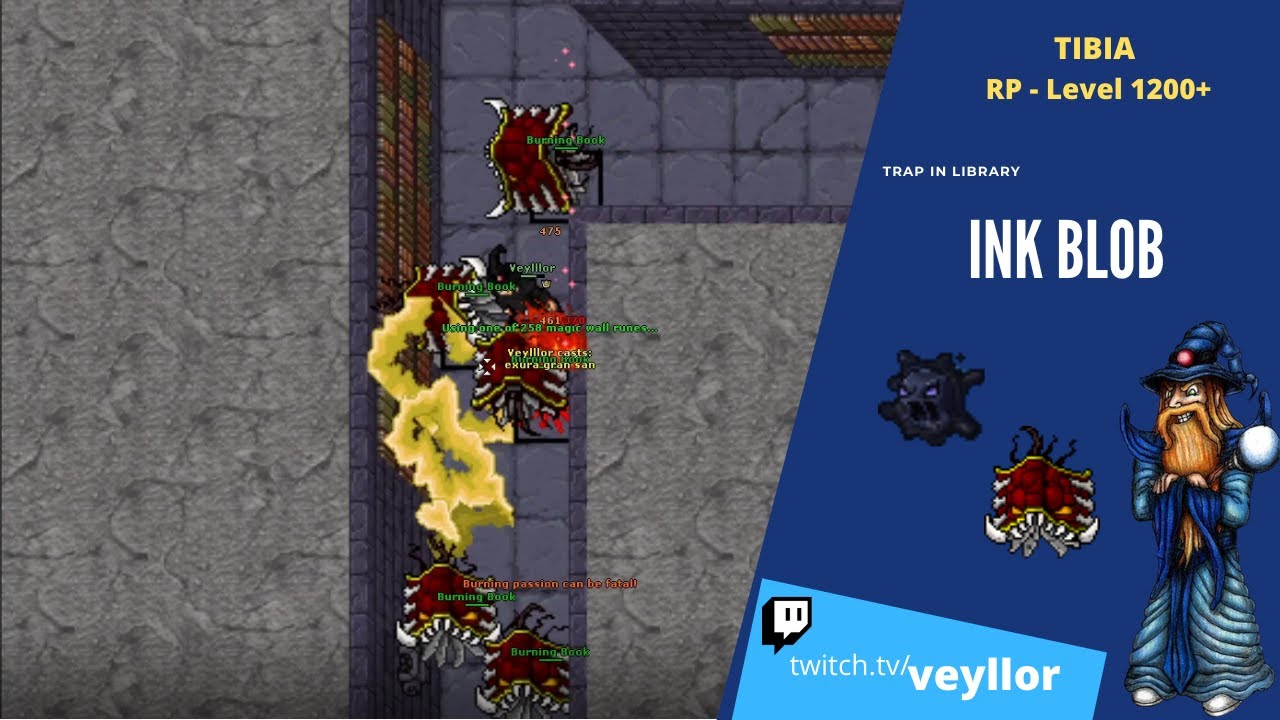 TIBIA - RP Level 1280 Trapando os Ink Blobs na Livraria de Fire  || #Veyllor