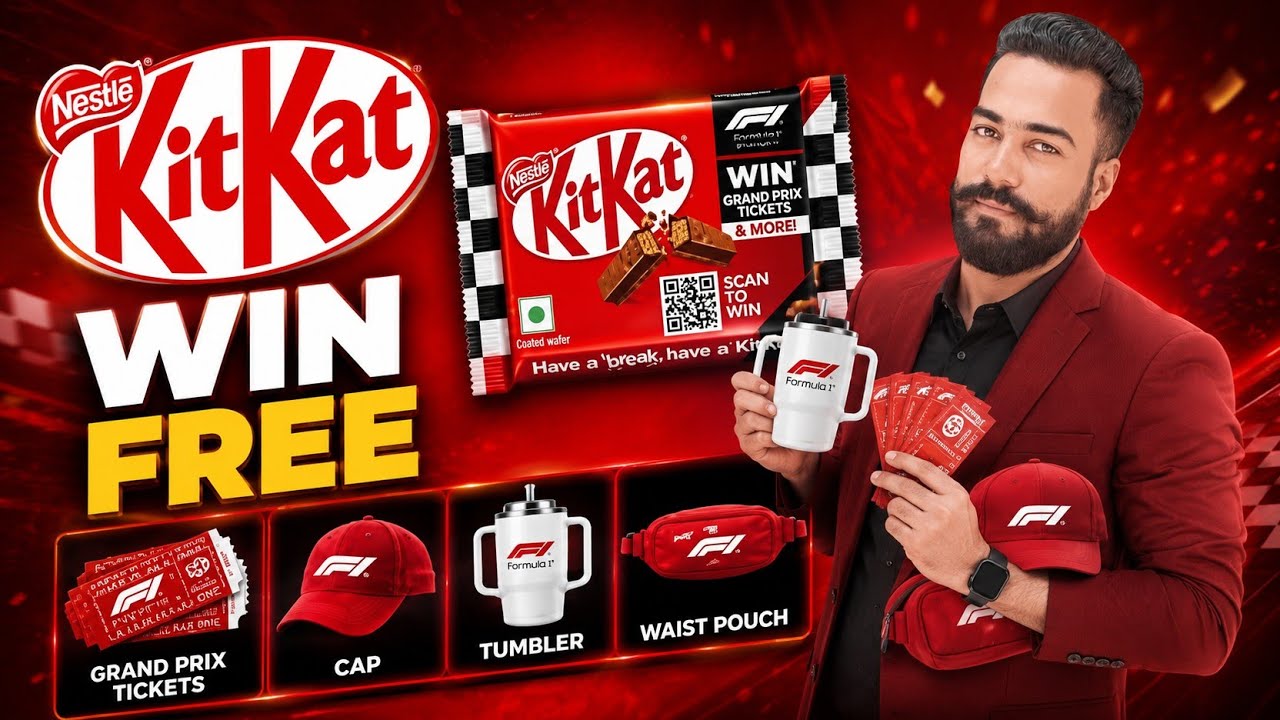 😍Kitkat Offer Win Free Reward🔥Loot! Get Free Grand Prix Ticket,Cap,Tumbler,Waist Pouch, Offer 2026!