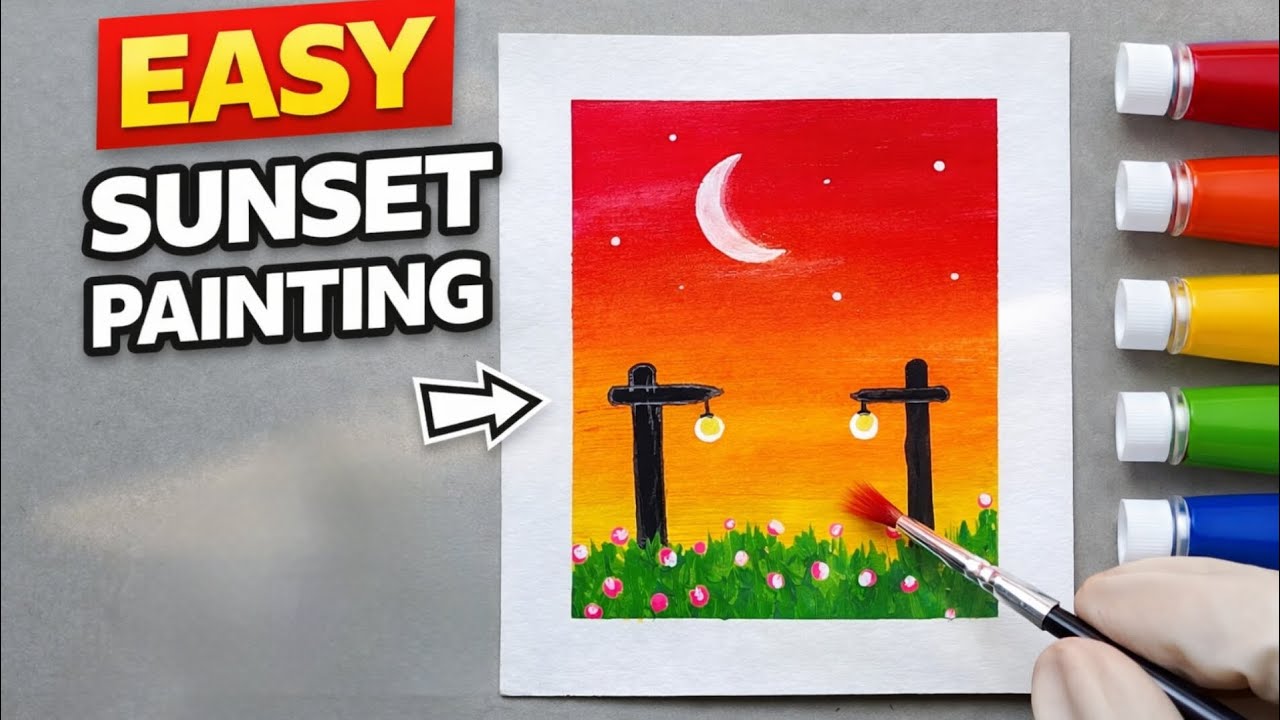 Natural Scenery Drawing Poster Colour 😌✨ Artist Watercolor Drawing Scenery // Scenery Art