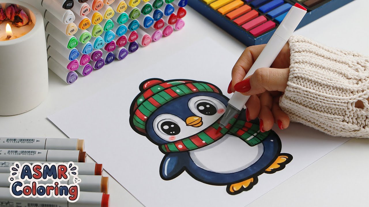 Satisfying Coloring ASMR | Cute Penguin 🐧