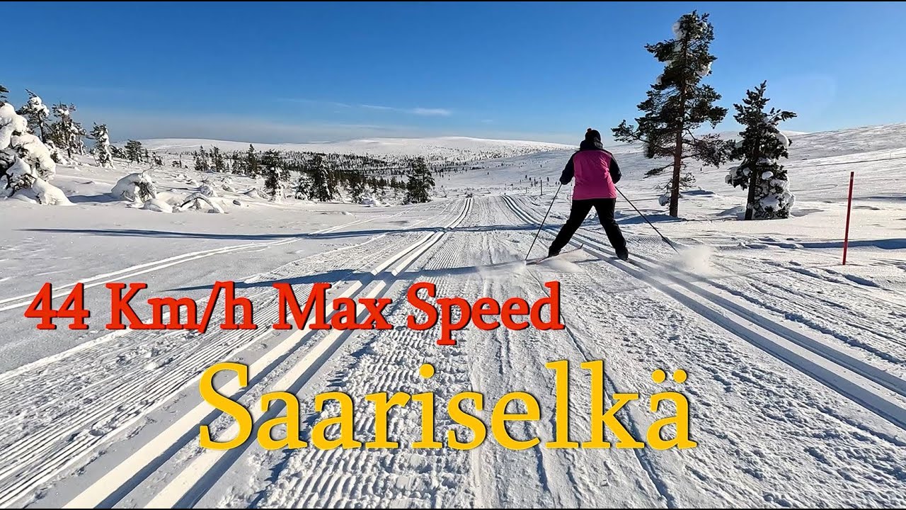 Saariselkä, Kiilopään pitkä lasku Luulammen suuntaan  44 km/h