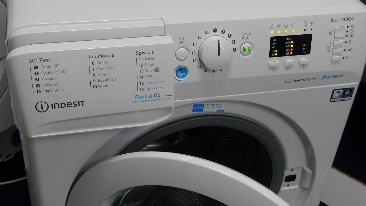 Демонстрация стиральной машины Indesit BWA81485 1400 Spin 8Kg