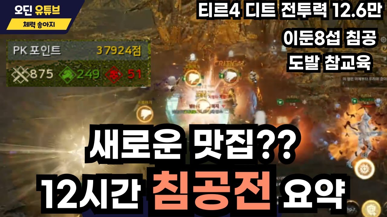 [오딘 디트성장기 #45] 새로운 맛집??12시간 침공전 요약 / 이둔8섭 침공 도발 참교육 / 티르4 디트 전투력 12.6만