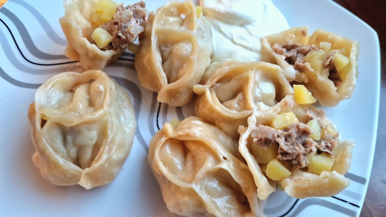 Russian-Kazakh manti recipe with meat and potatoes
