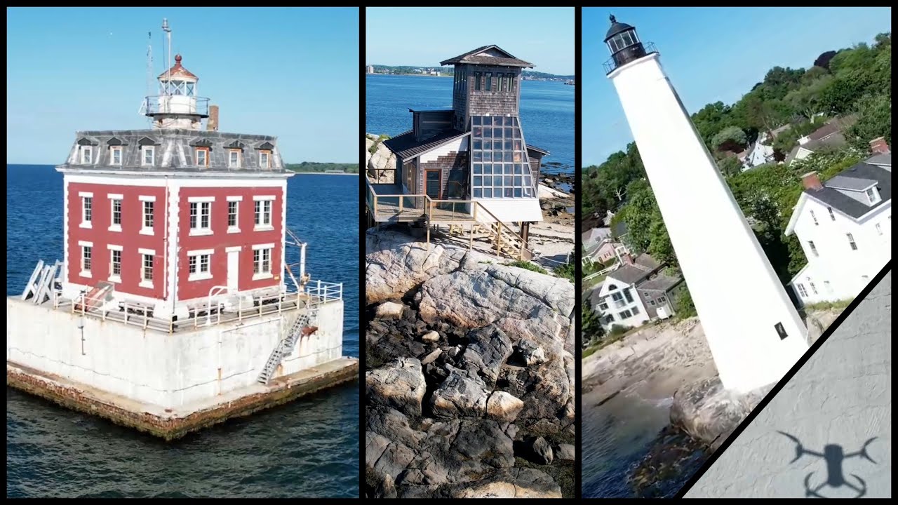 Lighthouses of New London, Connecticut by Drone ⸺ And Crashing into One of Them!