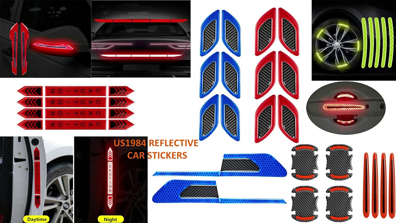US1984 Carbon Fiber Car Reflective Sticker Installation | Safety Warning Reflective Car Accessories